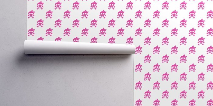 1024x1024 Girls Rock Pink Skulls wallpaper - risarocksit - Spoonflower