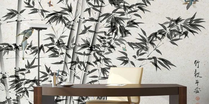 1000x800 Beibehang Custom wallpaper black and white hand-painted bamboo magpie TV  background wall living room bedroom murals 3d wallpaper