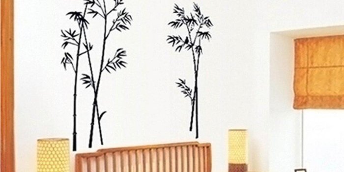 1024x1024 Black Bamboo Single Color Leaves Tree Branch Wall Decor Decal Sticker  Removable Living Room TV Background Wall Art Mural Decor Poster