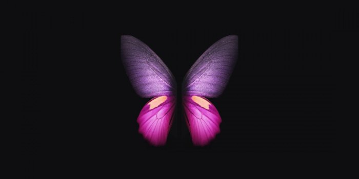 1920x1080 Wallpaper Samsung Galaxy Fold, Pink, Purple, Butterfly, Stock, 4K