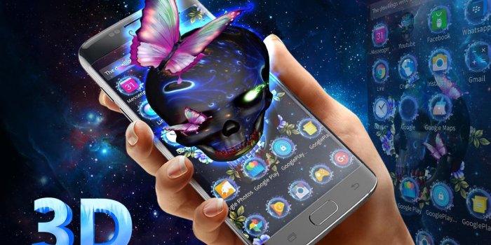 1280x800 3D galaxy Skull butterfly theme for Android - APK Download