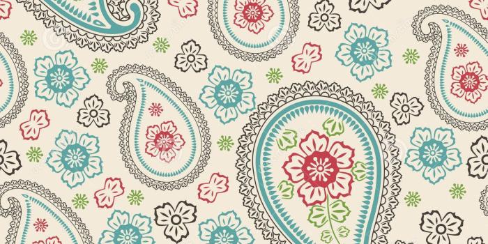 1300x1390 Paisley Fabric Seamless Vector Pattern.Pastel Colo Royalty Free