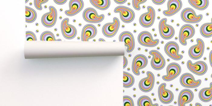 1024x1024 Pastel Rainbow Paisley on Isobar by eclectic_house | Roostery Home Decor
