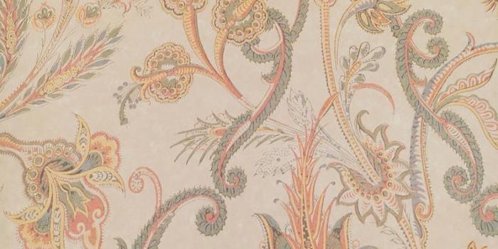 794x1059 Vintage Wallpaper Paisley Navy, Brick,Gold Classic French