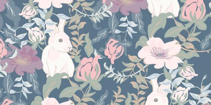 1100x1318 Garden Bunny Wallpaper in Pastels from the Wallpaper Republic