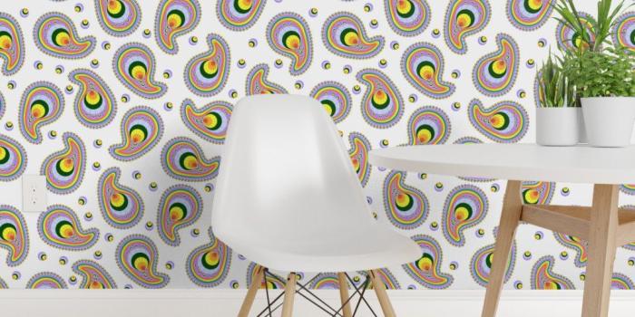 1024x1024 Pastel Rainbow Paisley on Isobar by eclectic_house | Roostery Home Decor
