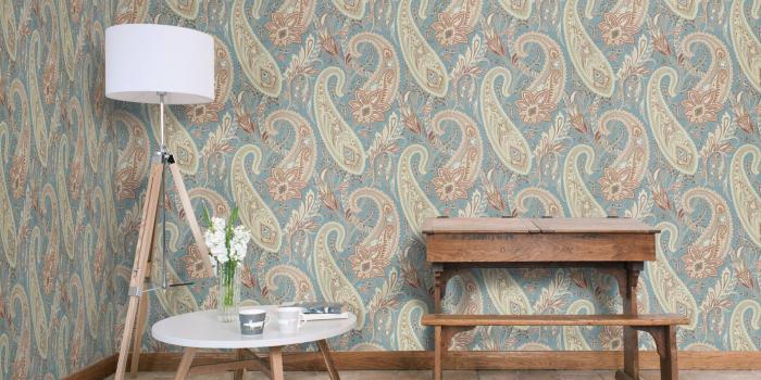1800x1350 Cashmere Paisley Teal / Spice by Sanderson - Wallpaper : Brewers Home