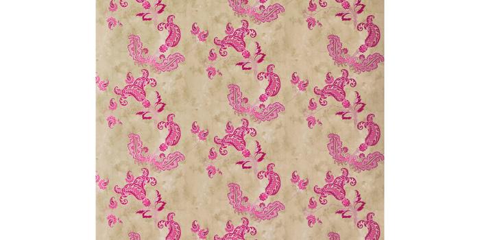 3000x3000 'Paisley' Contemporary, Traditional Wallpaper in Hot Pink on Tea Stain