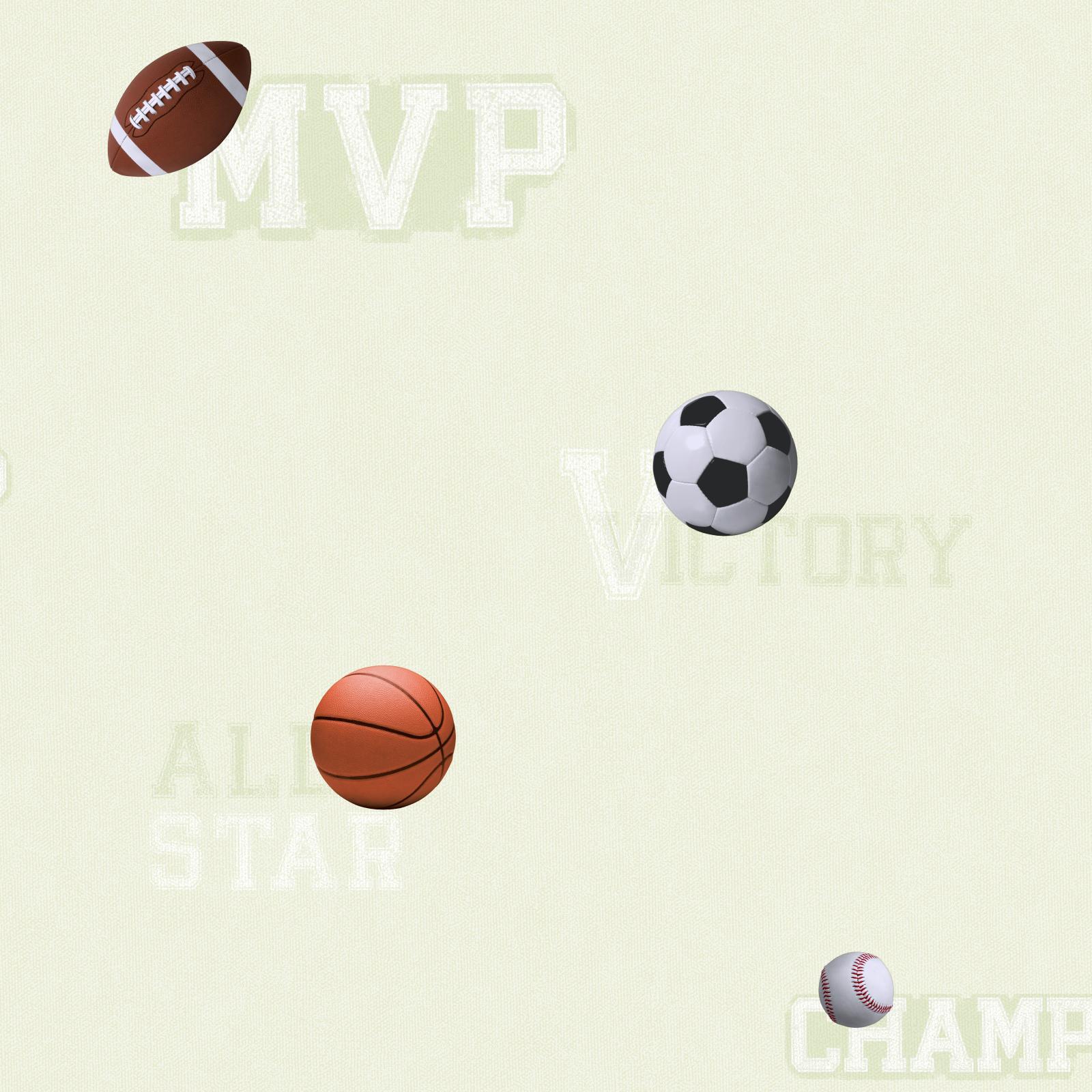 1600x1600 York Wallcoverings York Wallcoverings Kids Sports Ball Wallpaper in Soft  Linen Beige, Orange, Black, White