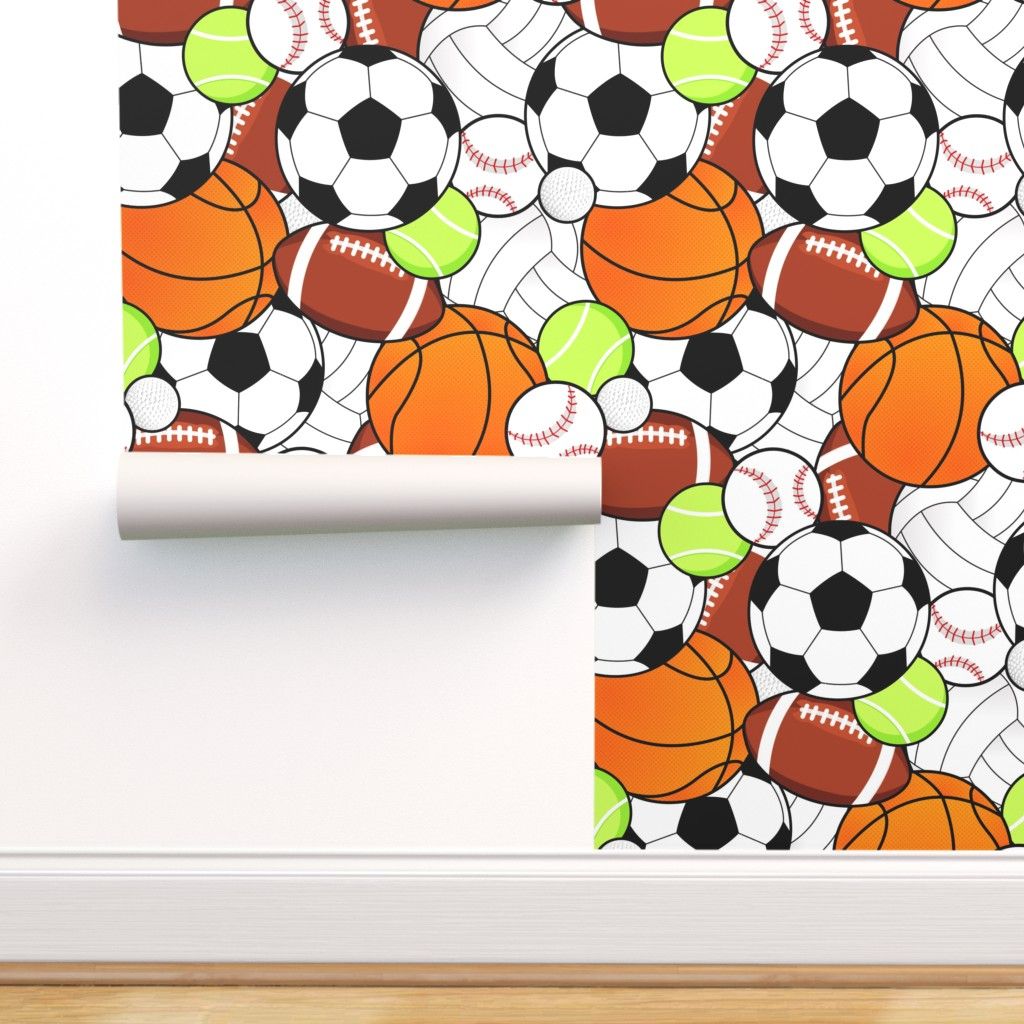 1024x1024 Sports Balls Pattern on Isobar by jannasalak | Roostery Home Decor