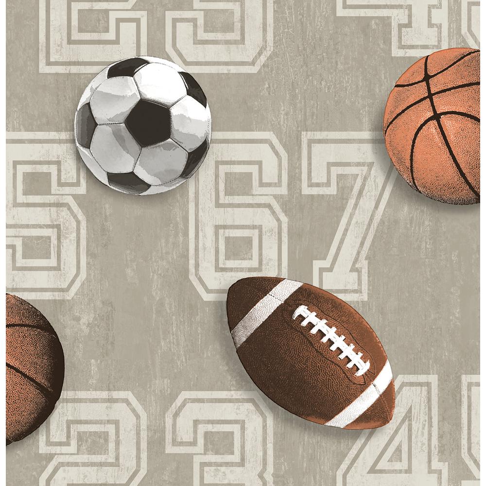 1000x1000 56.4 sq. ft. Earvin Taupe Varsity Wallpaper