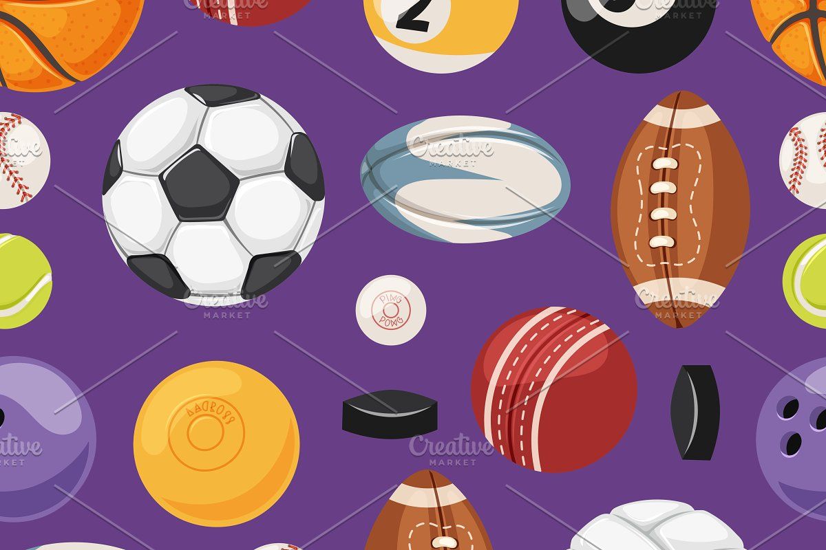1200x800 Sport balls seamless pattern vector