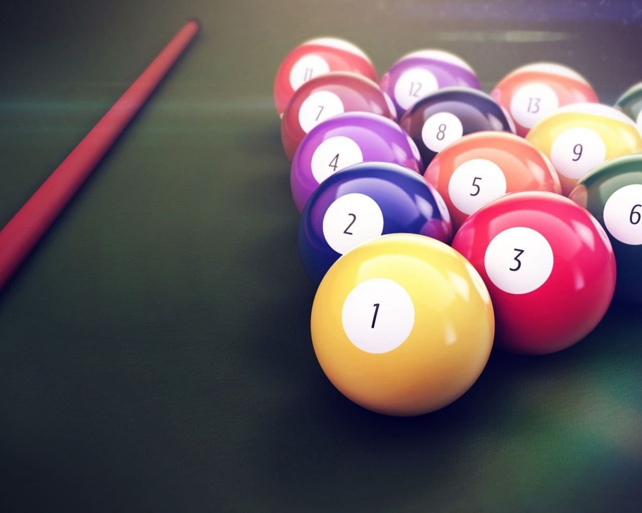 1280x1024 Snooker Balls with Stick Wallpaper | Sports Wallpapers | Billiards