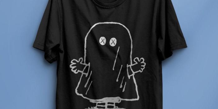 1183x1600 KAWS x Peanuts Ghost T-Shirt UNIQLO CHARLIE BROWN Reprin SZ 2018 New Short  Sleeve Men T Shirt 100% Cotton