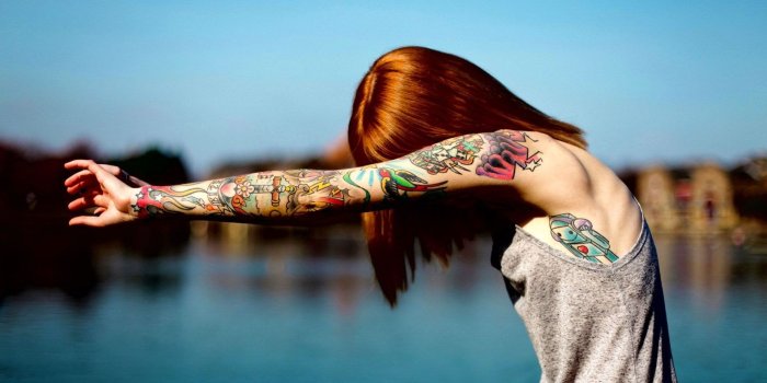 1920x1080 1336x768 Red Head Tattoo Girl Laptop HD HD 4k Wallpapers, Images