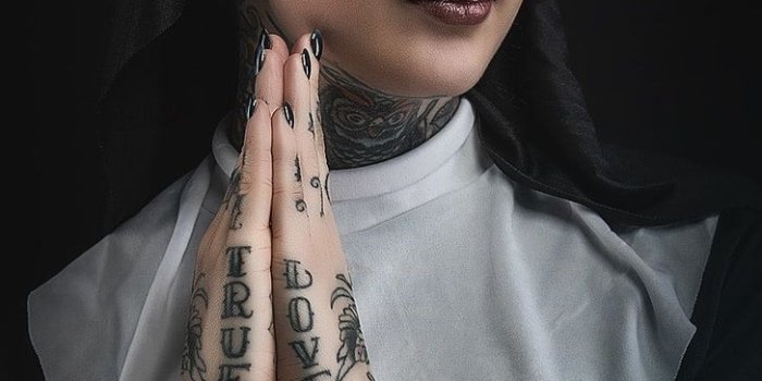 728x1092 HD wallpaper: tattoo, nuns, 500px, women, model, nose rings, young