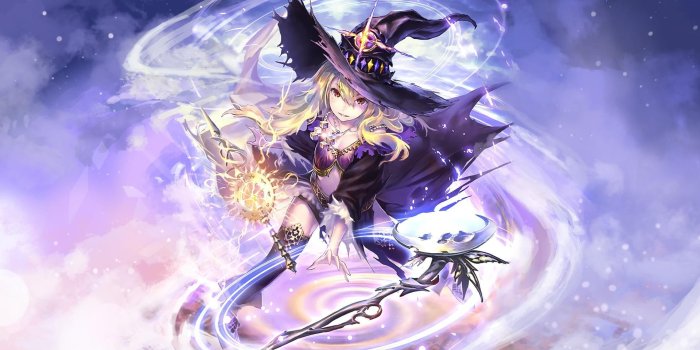 1920x1080 Girl with purple witch costume anime digital wallpaper HD wallpaper