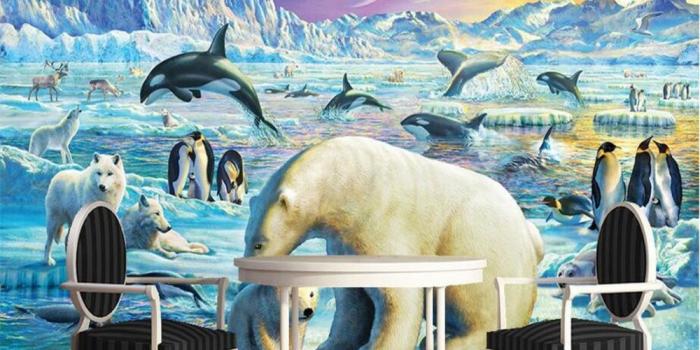 1000x800 US $9.0 40% OFF|Custom wallpaper murals Ice cold Killer Whale Penguin Polar  Bear Animal Childrens Room Oil Painting 3d wallpaper photo beibehang-in