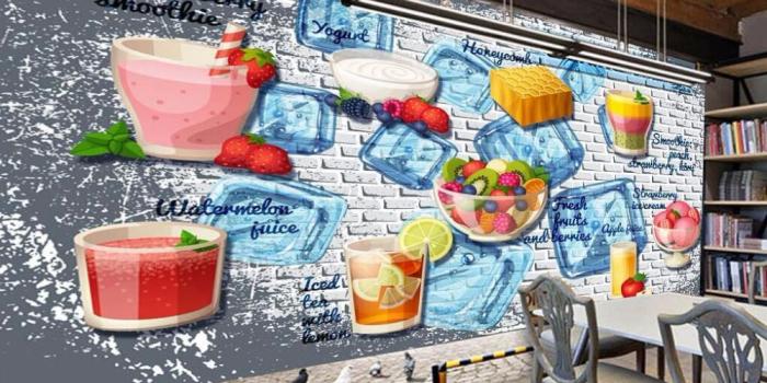 1000x862 US $9.0 40% OFF|beibehang Custom wallpaper 3d photo murals three  dimensional cold drinks shop tea juice TV background wall paper papel de  parede-in