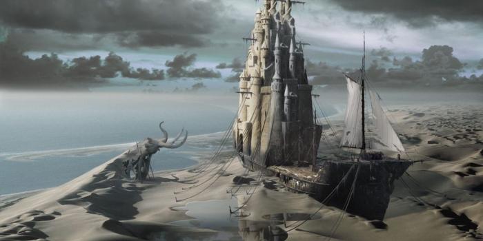 1024x768 Surreal fantasy art 3D wallpapers: The Sand Castle 3D wallpaper