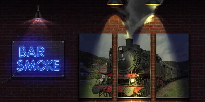 2560x1440 Wallpaper Bar smoke, Steam train, 4K, Creative Graphics, #16411