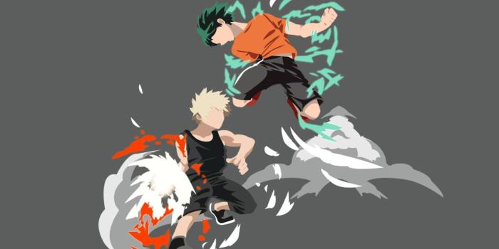 1600x900 PC] Bakugo vs Midoriya | Wallpaper anime | Аниме
