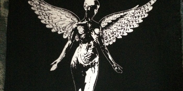 2448x3264 Nirvana In Utero Angel black canvas patch Come As You Are Dumb