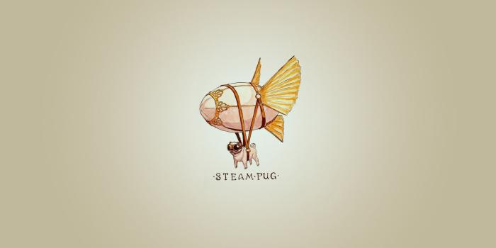 1920x1200 Steam Pug Funny Minimalist Desktop Wallpaper