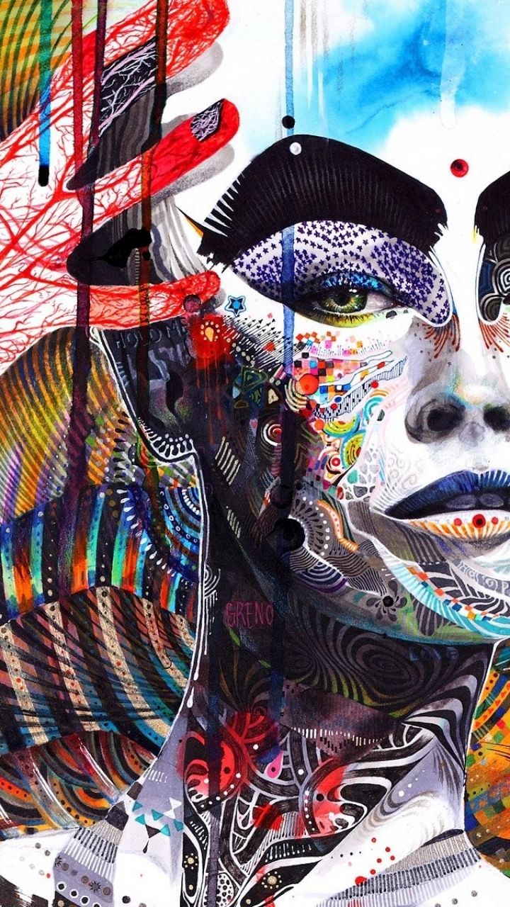 720x1280 Psychedelic Faces wallpaper
