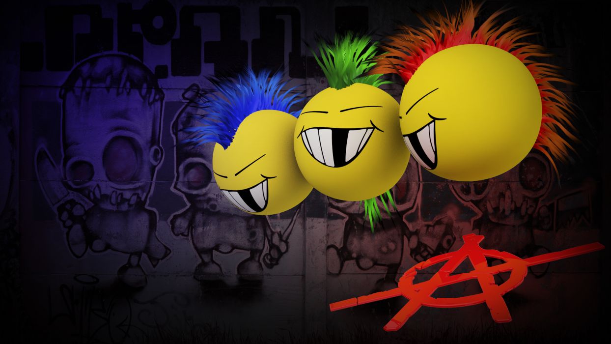 1244x700 Anarchy Mohawk dark graffiti punk mohawk cartoon smiley face humor
