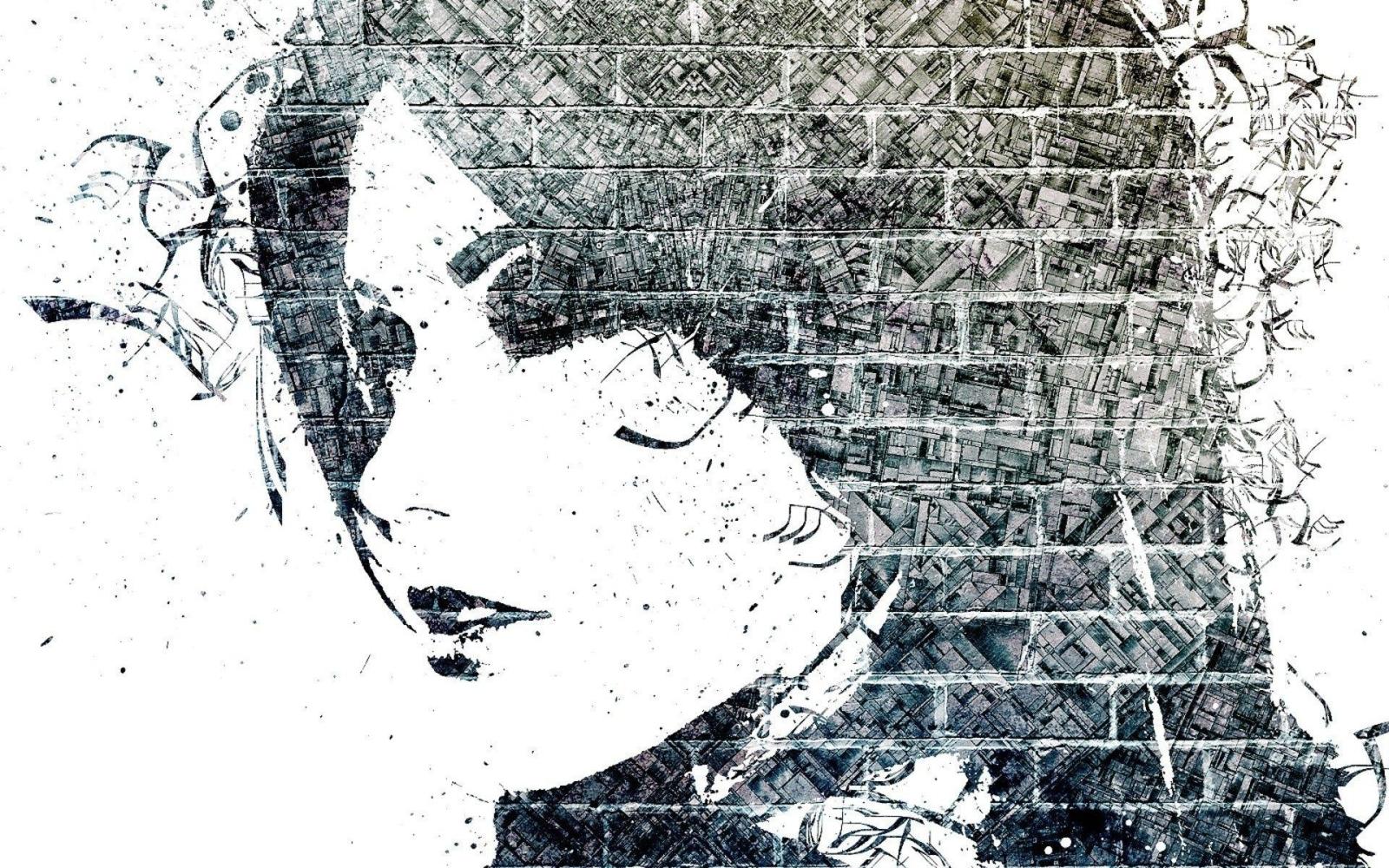 1920x1200 Wallpaper graffiti, girl, drawing, wall, face desktop wallpaper