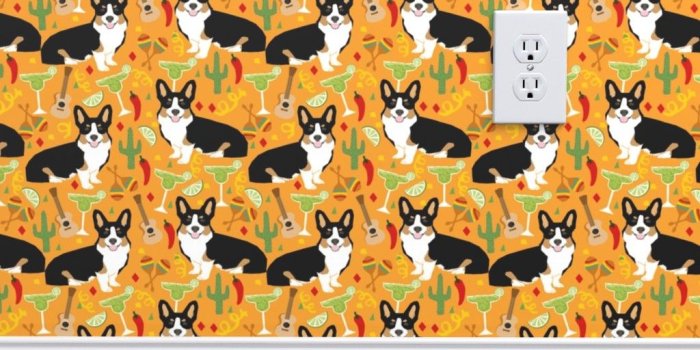 1024x1024 tricolored corgi fiesta fabric margarita party on Isobar by