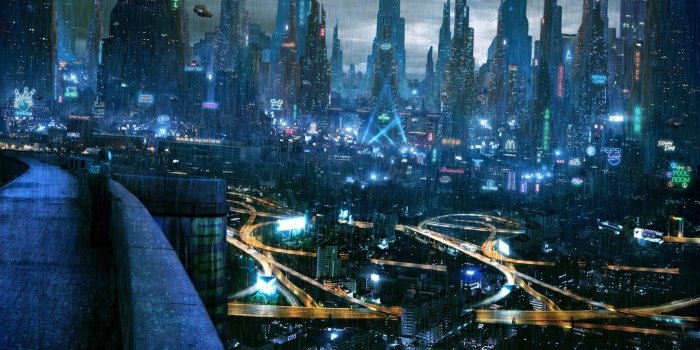 2560x1440 Rainy futuristic city wallpaper Gallery