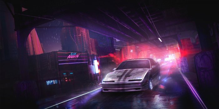 1920x1080 Download 1920x1080 Futuristic City, Neon Lights, Raining, Car, Road