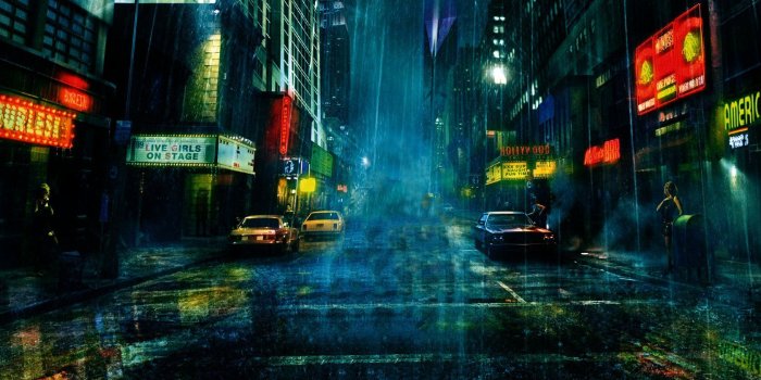 1680x1050 Rainy City Wallpaper skyline rain city cars wet free hd - Free HD