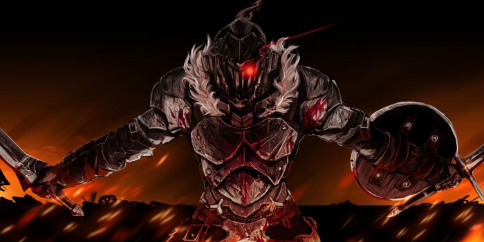 3840x2400 Download wallpapers Goblin Slayer, red eye, warrior, manga