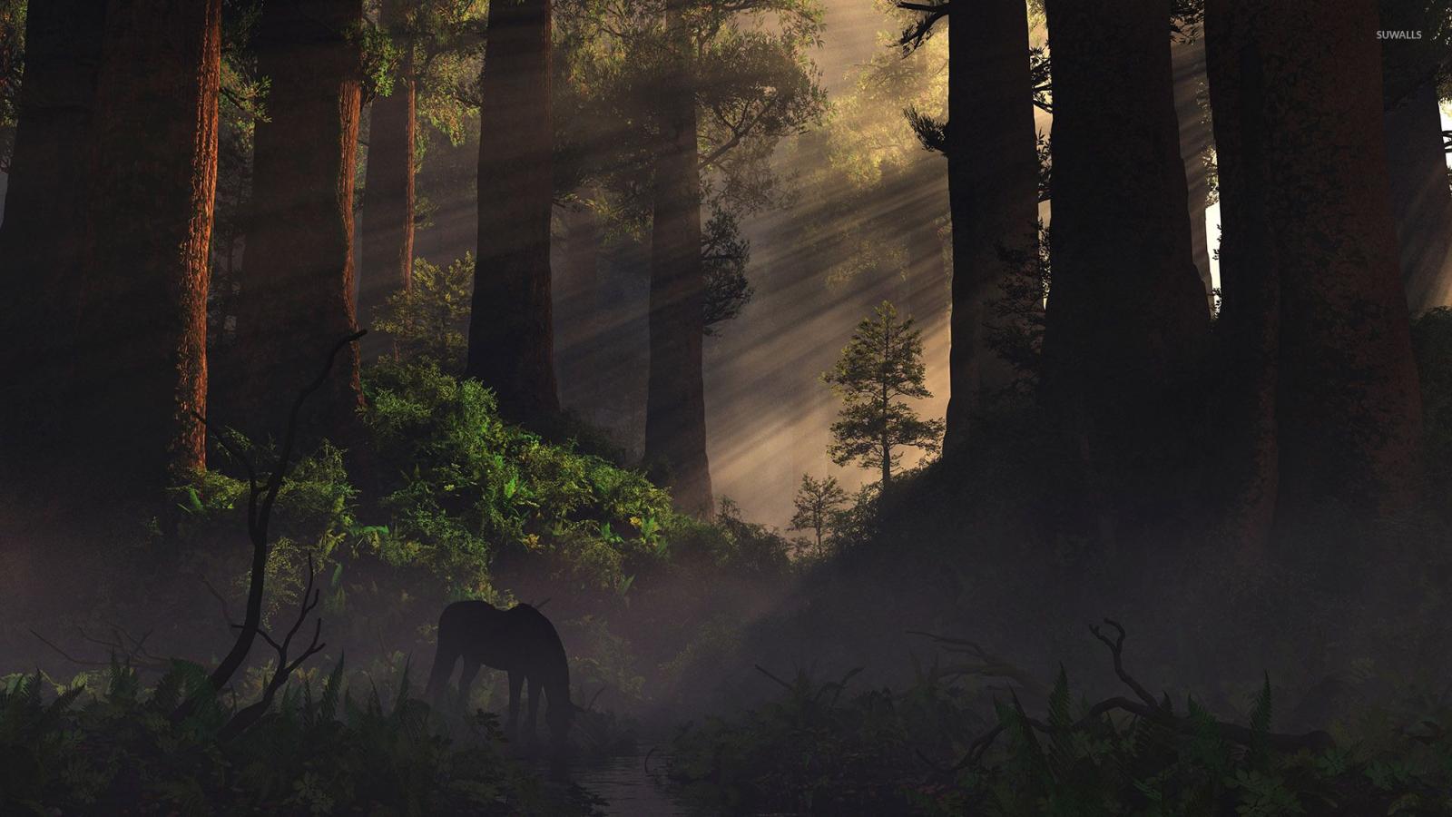 1920x1080 Horse in the forest wallpaper - Digital Art wallpapers - #34606