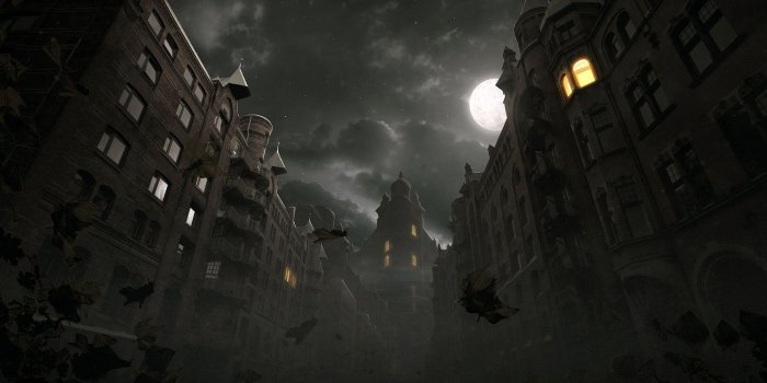 1920x1080 Download Dark City Autumn Scene HD Wallpaper - Wallpapers Printed