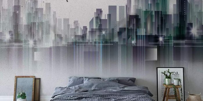 1019x891 Amazon.com: Murwall Dark City Wallpaper Cityscape Wall Mural