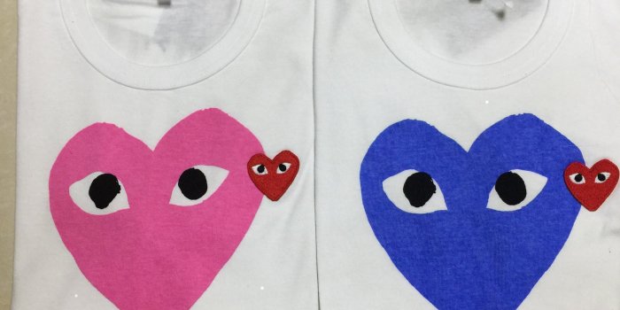 1920x1920 COM DES G GARCONS CDG Heart Emoji PLAY Summer Japanese tide brand men s  women s T-shirt cotton tee peach pink color