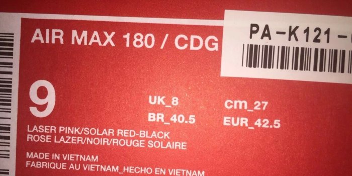 1600x1200 Nike Comme Des GARCONS Air Max 180 CDG Mens SNEAKERS 9 Black Pink Ao4641 601