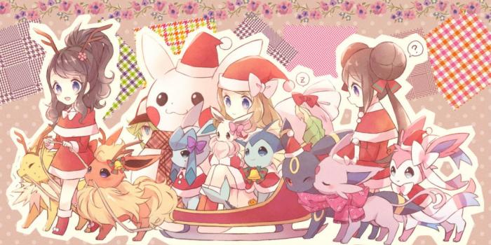 1210x700 Pokemon bell bow christmas eevee espeon flareon flowers glaceon hat