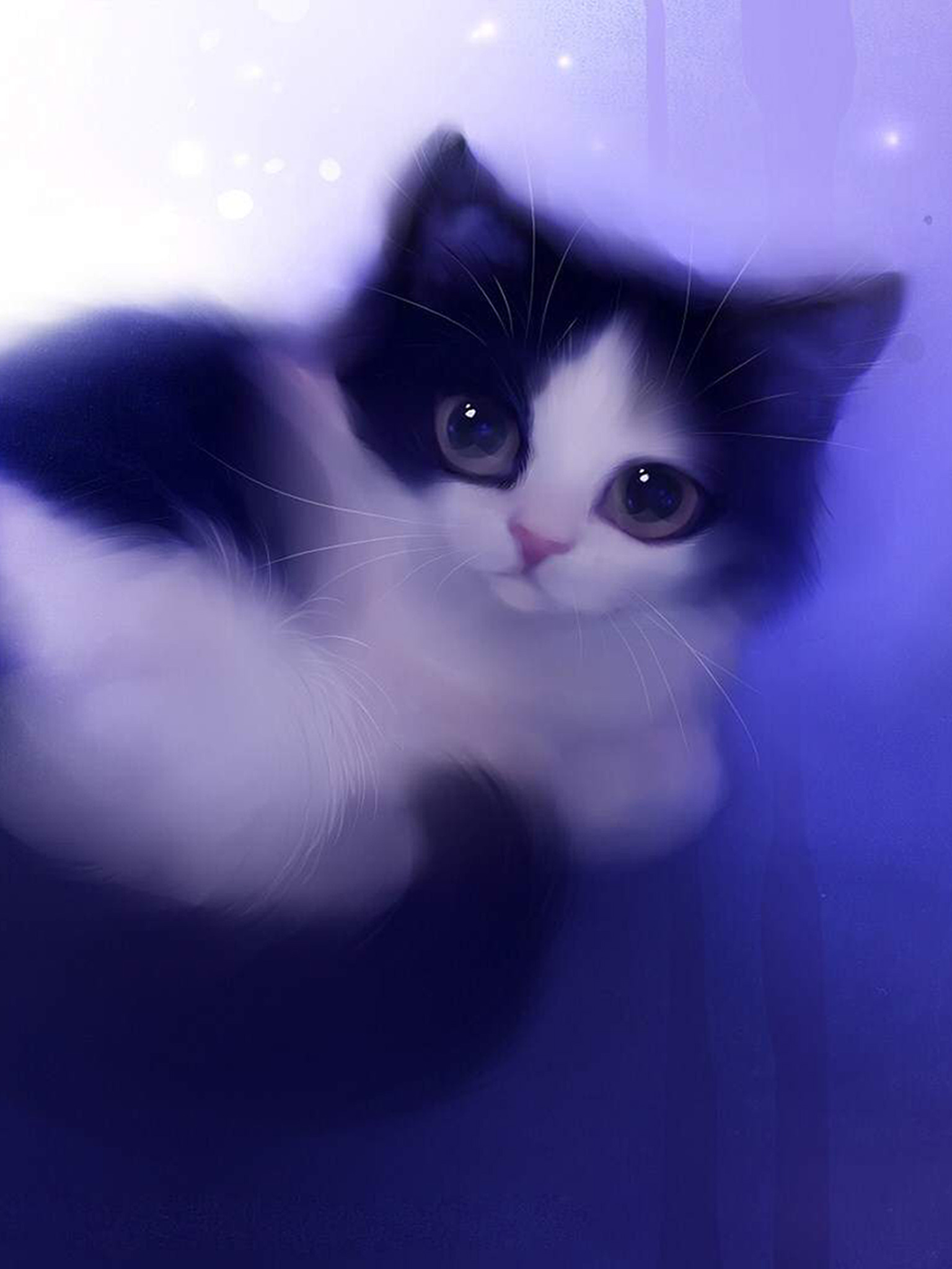 1536x2048 Cat Wallpaper (Cartoon, Cute, Purple) HD Cat Wallpaper