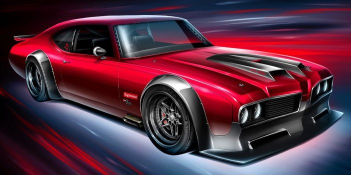 1332x850 Wallpaper Auto, Figure, Machine, 1969, Art, Oldsmobile, Hurst