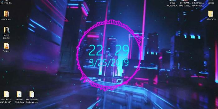 1280x720 Cyberpunk/Synthwave Audio Visualizer Live Wallpaper HD 60fps