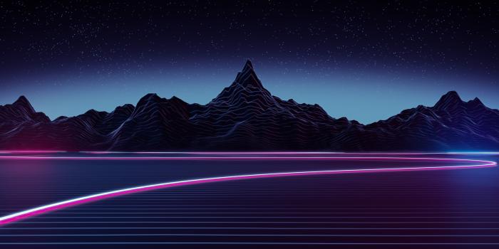 3840x2160 Download 3840x2160 Synthwave, Landscape, Neon Light, Mountain
