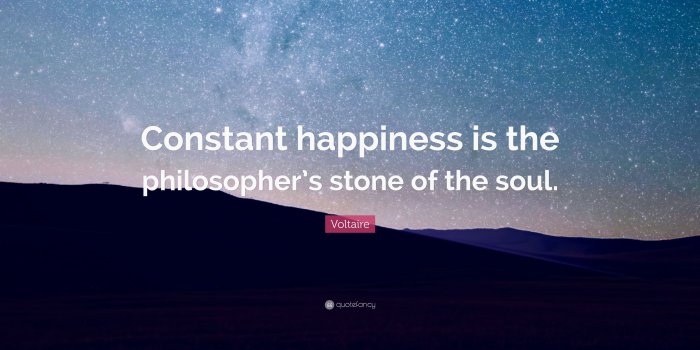 3840x2160 Voltaire Quote: “Constant happiness is the philosopher's stone of
