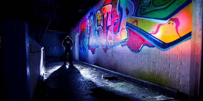 1920x1200 Graffiti brick wall urban art color night psychedelic dark anarchy