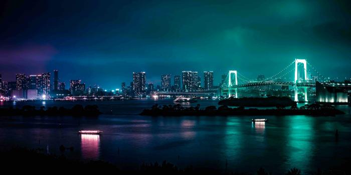 3840x2160 Wallpaper Minato, Japan, city night, bridge, river, skyscrapers