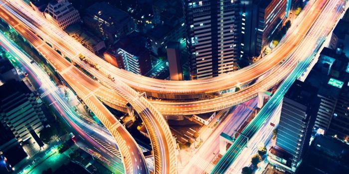 1280x720 Wallpaper Highway junction, Aerial view, Nightscape, in Tokyo, Japan